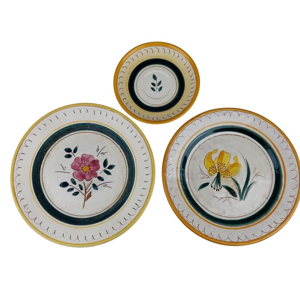 Stangl Terra Rose Flower Garden Dinner and Luncheon Plates Saucer 1942-1957